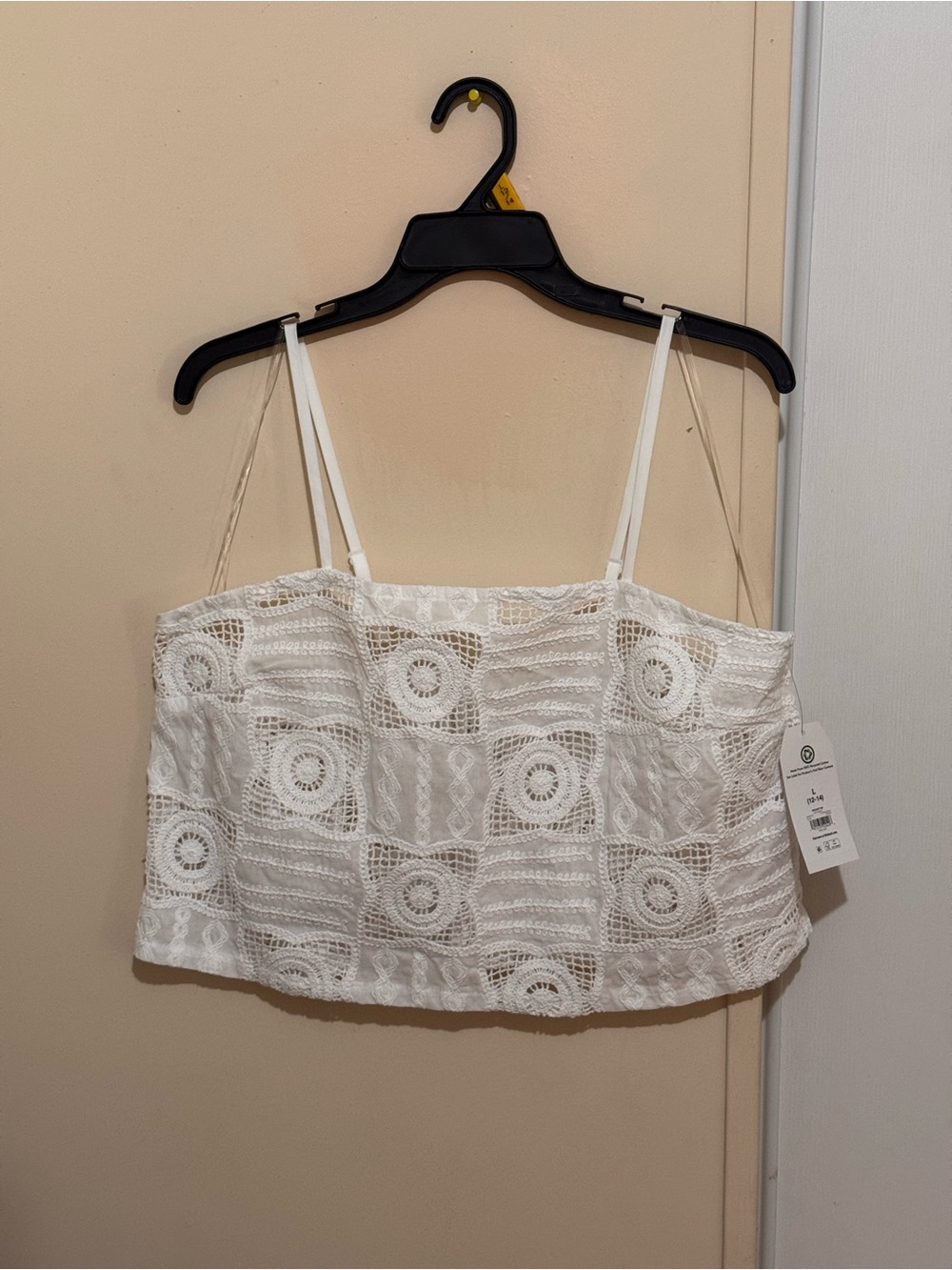 Time and Tru White Crochet Crop Cami Top